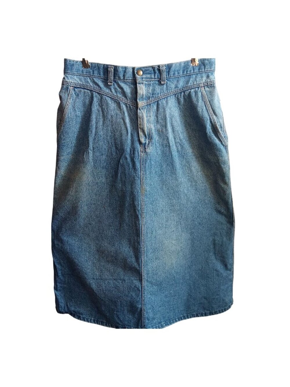 1970's Midi Knee 32" Skirt True Vintage Denim Length Talon 42 Disco Hippy